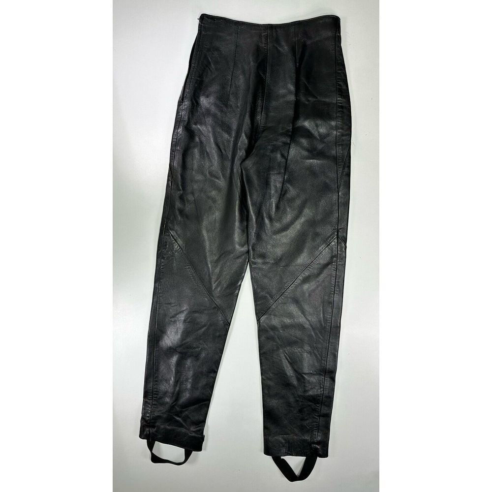 Vintage Wilson Leather Black Side Zip Pants With Stirups Womens Size 4 - Picture 4 of 9